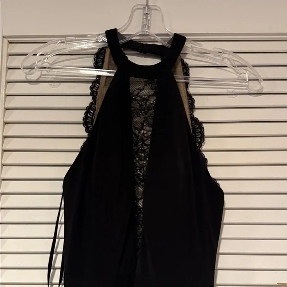Elegant Black Lace Halter Dress - Picture 3 of 5